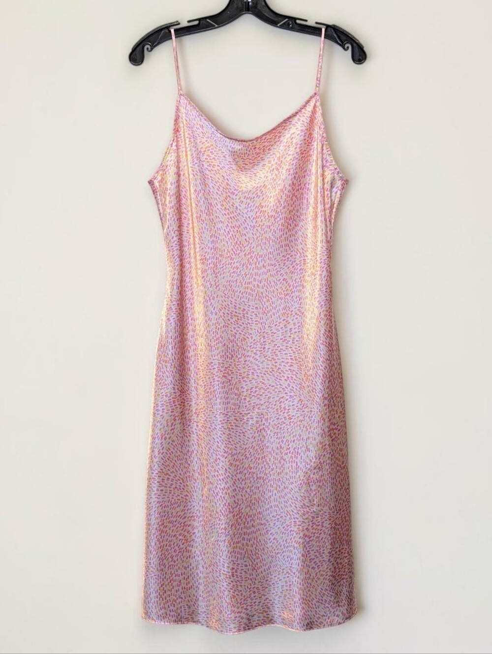 Vintage 90s Talbots Pure Silk Pink Abstract Slip Dress Size 10